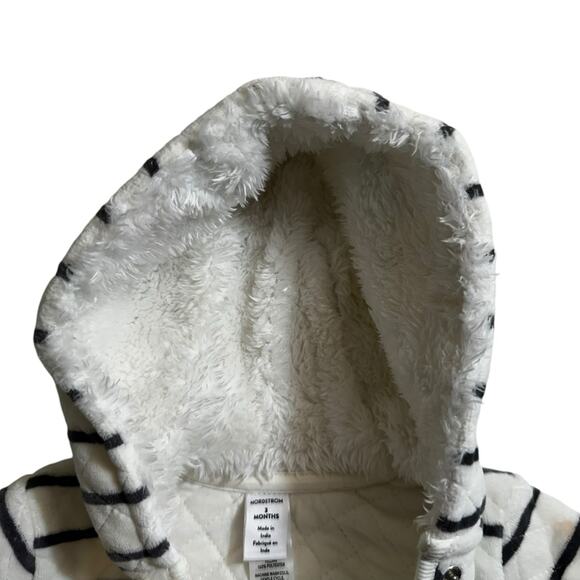 New Nordstrom Baby Hooded Bunting Striped Ivory Egret Size 3 Months - Picture 5 of 8